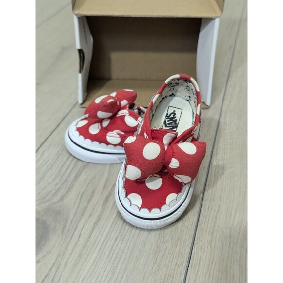 Vans Other - RARE Vans x Disney Minnie Mouse Bow Toddler Sneaker Red/White - SZ 4